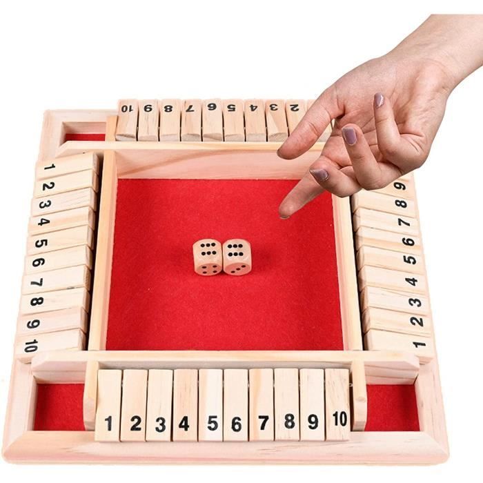 Jeu de plateau en bois classique Shut The Box, jeu de mathes familiaux pour enfants, jeu de 