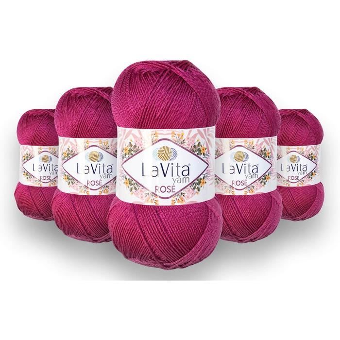 Lot De 5 Pelotes De Laine Rose - 100g Chacune, Acrylique/coton - Pour Tricot/crochet - Neuf