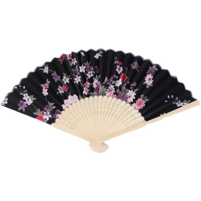 2 Pièces Éventails à Main Éventaille En Bambou Satiné Ventilateur