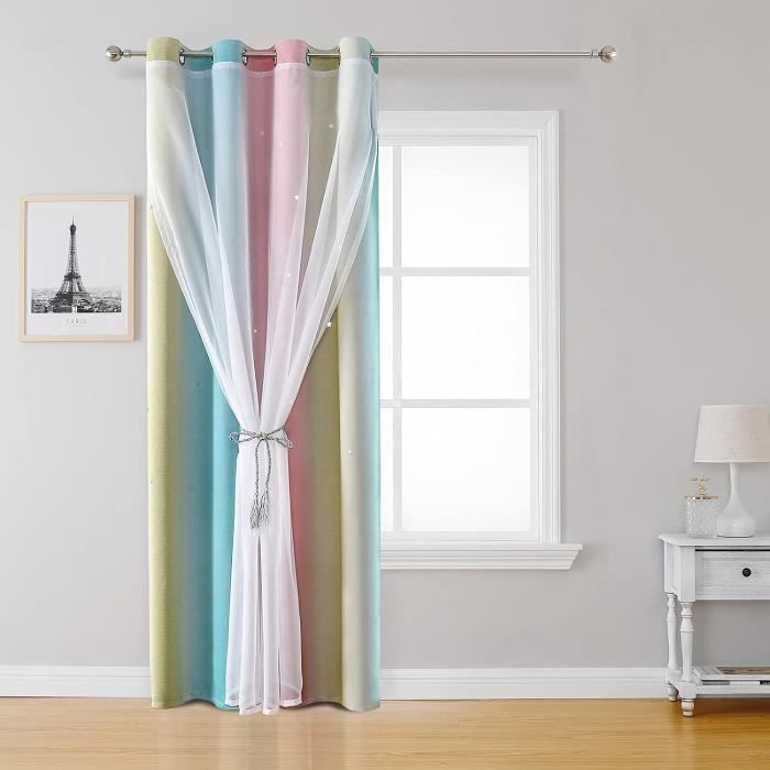 1 Panneau Rideaux Chambre Enfant Fille Draperie Double Couche