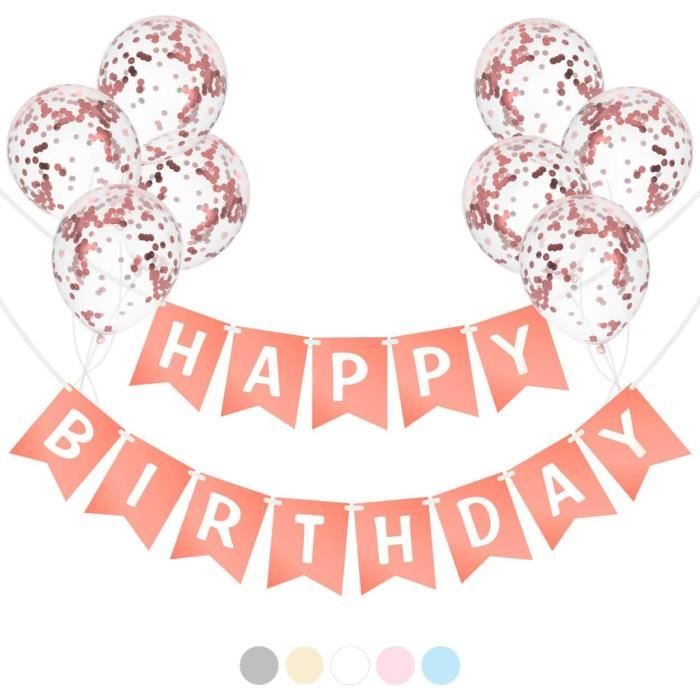 Kit de décorations de fête d'anniversaire violet – Bannière de ballons « Happy Birthday », ballons