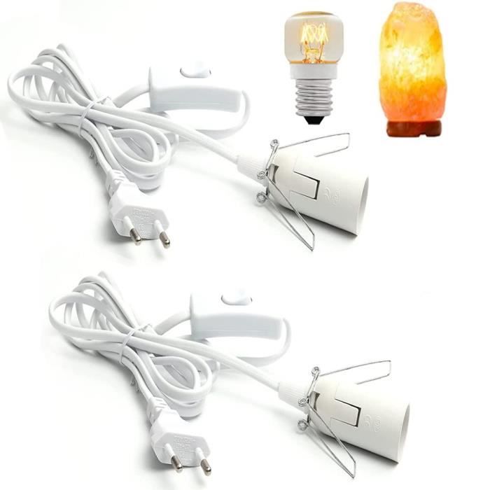 LongZYU Lot De 2 Câbles Lampe à Sel Avec Prise EU Interrupteur 3,5 M - Douille E14 Isolation Ignifuge Pour Lampes De Sel Himalaya
