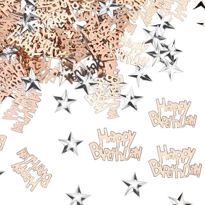 Confettis Anniversaire BURGEON Noir Et Argenté - 15g Avec Messages 'Happy Birthday' - Décoration à Disperser