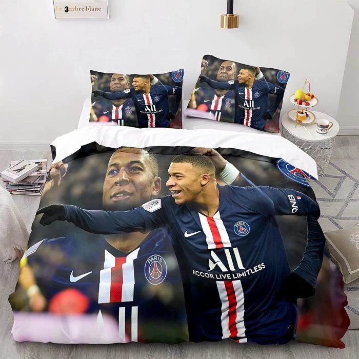ChrimHousse de Couette Mbappe 140x200cm,3D Imprimer en 100 Microfibre