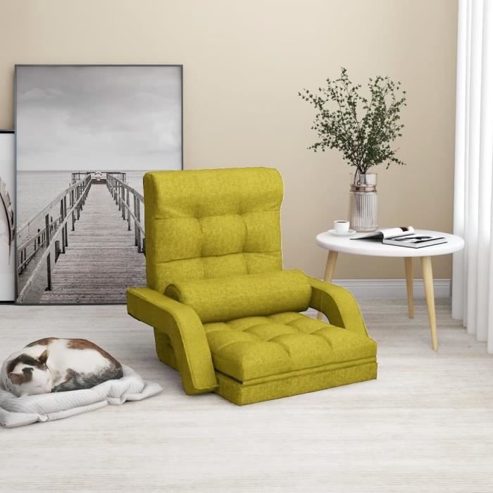 Chaise de sol pliable CHEZ JILI - Lit de salon-chambre - avec fonction de lit Vert Tissu FR5679