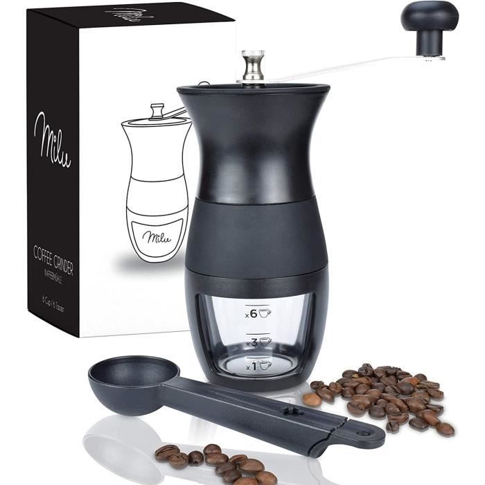 Moulin à Café Électrique Rechargeable - Broyage Céramique - Grain Réglable - Type-C - Noir