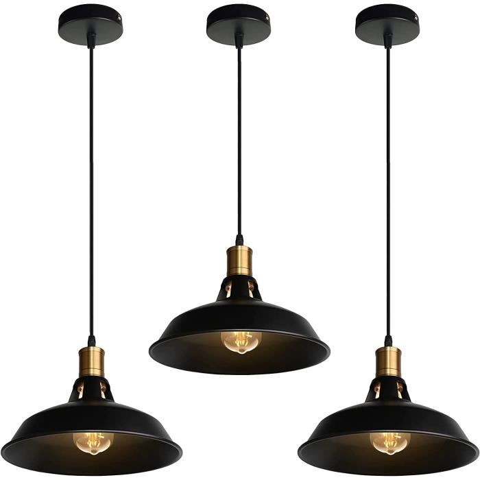 Abat-jour Métal Vintage 26 Cm Noir - Plafonnier Industriel Pour Salon, Chambre Et Cuisine
