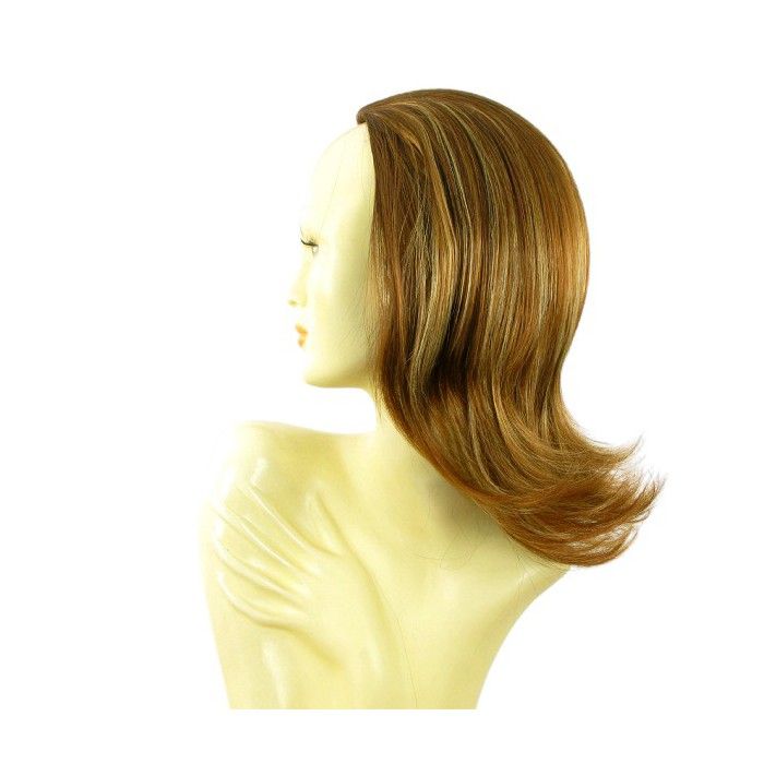 Demi-perruque Synthétique 40cm Châtain Cuivré Méché Blond - Bonnet Moyen, Neuf Avec étiquettes