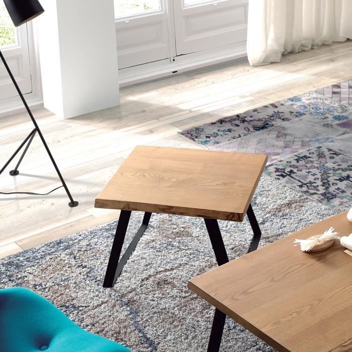 Petite Table Basse D Appoint Brooklyn Bois Et Metal 60x60cm Par