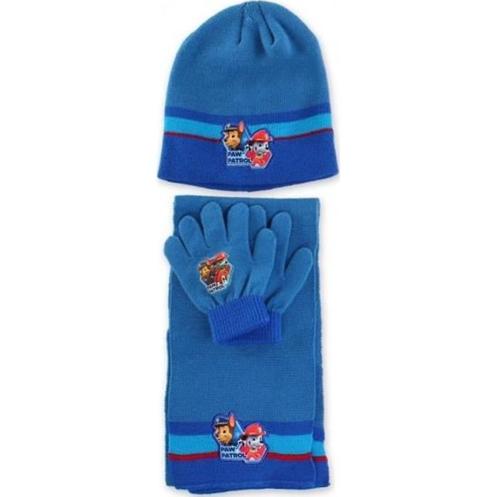 Bonnet Et Gants Pat'Patrouille Enfant 3-6 Ans – Licence Officielle, Couleur Bordeaux/gris, Taille 52