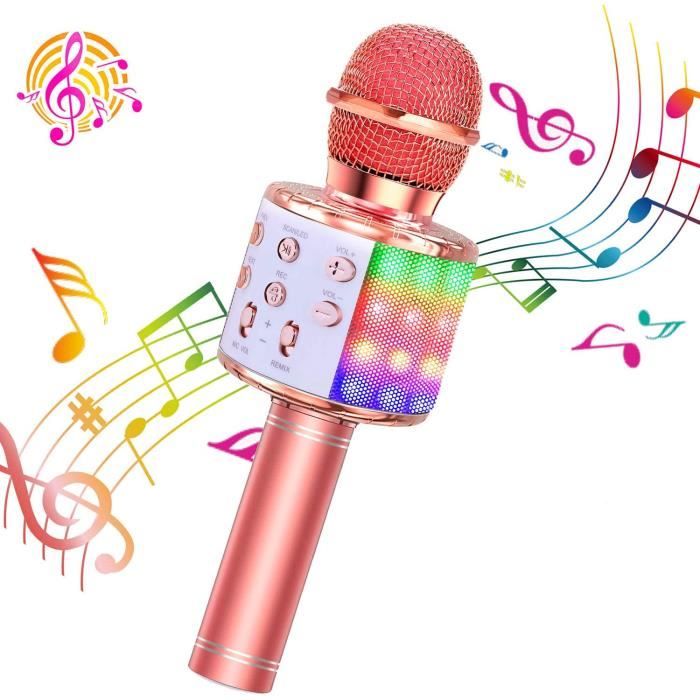 Micro Sans fil avec Lumières LED, Micro karaoke Bluetooth, Micro enfant  pour chanter fille, Jouet enfant fille, Cadeau fille, Jouet fille 4-12 Ans