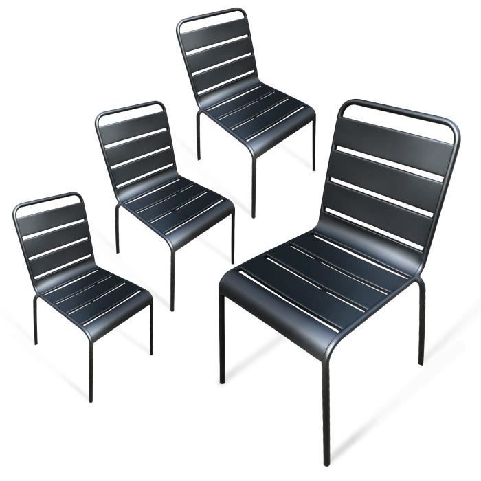 X4 Chaises De Jardin Metal Montmartre Noir Achat Vente Ensemble Table Et Chaise De Jardin X4 Chaises De Jardin Metal Cdiscount