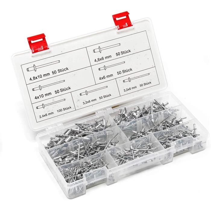 Kit De 115 Rivets Pop Assortis Nilight – 6 Tailles Différentes – Pour Fixation Rapide Sur Carrosserie, Plastique, Tôle – Garantie 2 Ans