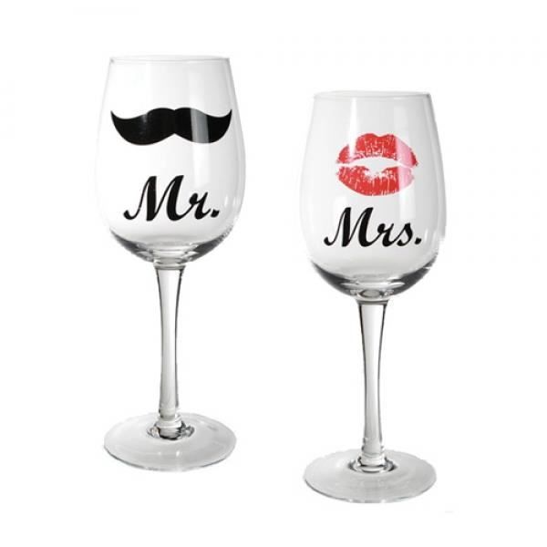Verres à Vin Mr Et Mrs - Cadeaux De Mariage, Verres à Vin Et