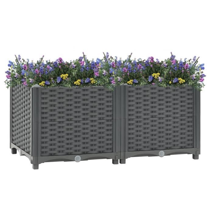 Lit surélevé de jardin - JM - BAC A FLEUR - 80x40x38 cm Polypropylène