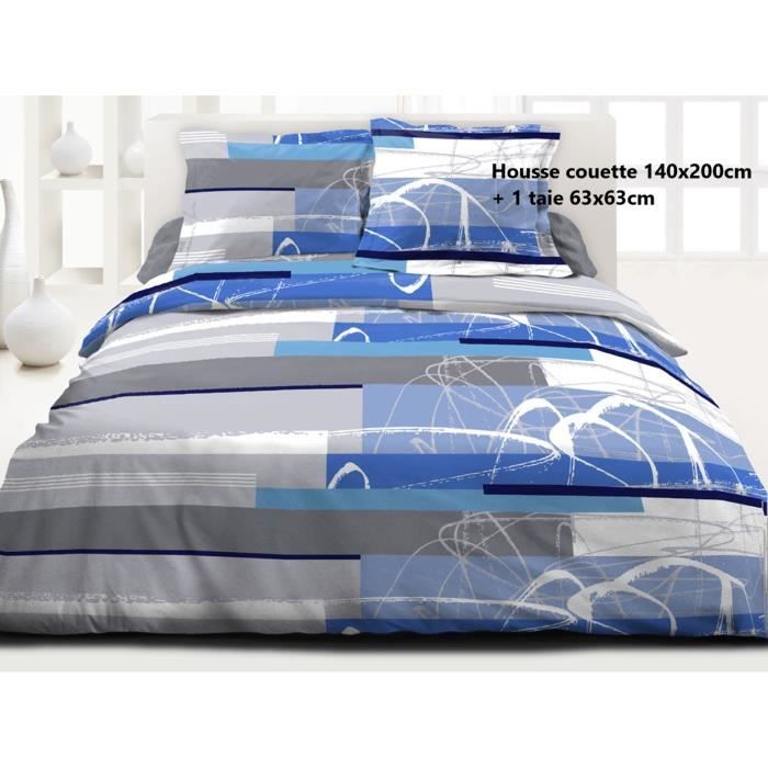 2 taies 63x63cm rabat en forme bouteille Housse de couette 240x220cm PLANETE PURE 100/% Micropercale