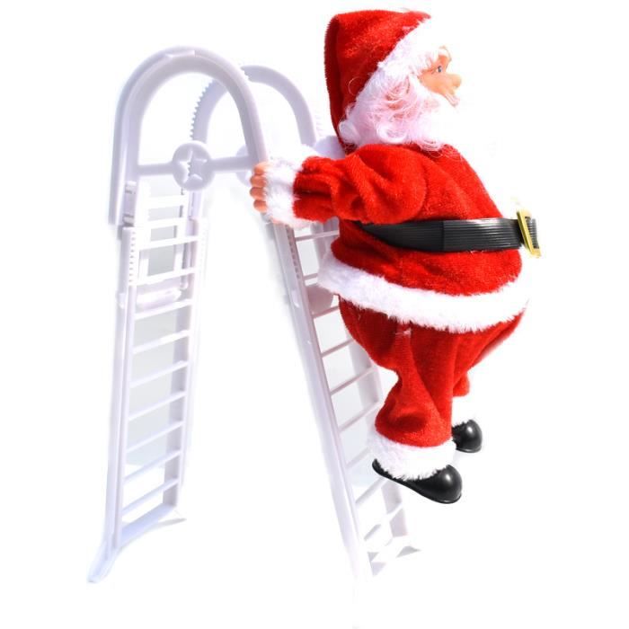 Père Noël musicale avec échelle électrique à grimper-Ornement suspendu