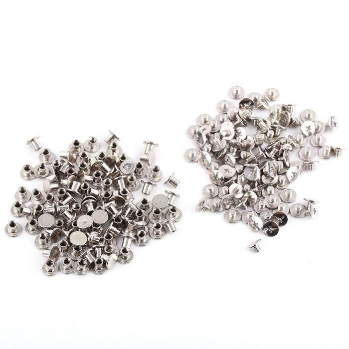 AIM- 100pcs Rivets Double Cap Fileté en Métal Nickelé pour DIY ...