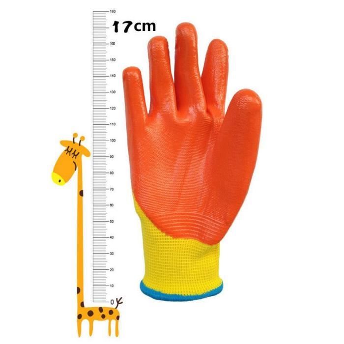 Gants de protection en latex pour enfant Gants de jardinage Orange Taille 6 