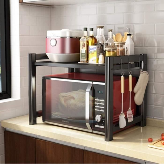 Support à Micro-Ondes à 3 Niveaux Comptoir Extensible Organisateur
