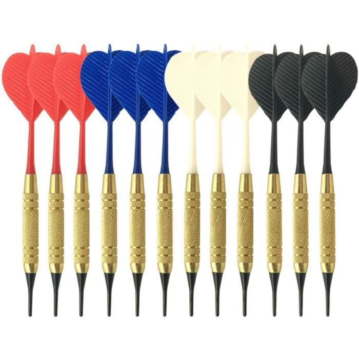 Cible de fléchettes électronique en plastique Couleur aléatoire 12 pièces Pointe en nylon souple