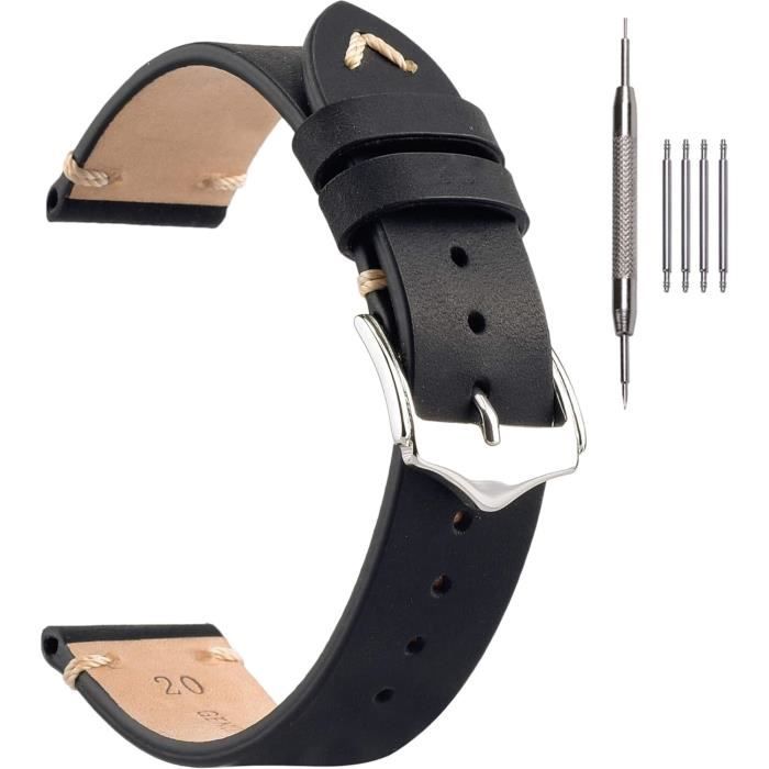 Bracelet De Montre En Cuir Grain Buffalo Beige 18mm - Marque OnWatch - Fabrication Artisanale - Neuf