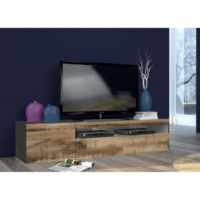 Meuble TV Dbele - Dmora - Buffet bas de salon meuble TV a 1 porte 150x40h37 cm Ardoise et Érable Meuble TV Dbele - Dmora - Buffet bas de salon meuble TV a 1 porte 150x40h37 cm Ardoise et Érable