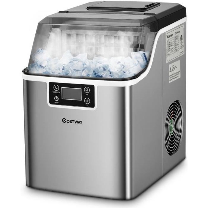 DREAMADE  Machine &agrave; Gla&ccedil;ons 18KG/24H avec &Eacute;cran LCD R&eacute;servoir d&rsquo;Eau 32 L Double Injection d&rsquo;Eau Fonction d&rsquo;Auto-Nettoyage 