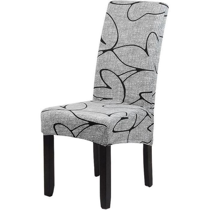 Lot de 4 housse de chaise extensible xl imprime pour chaises de Salle à