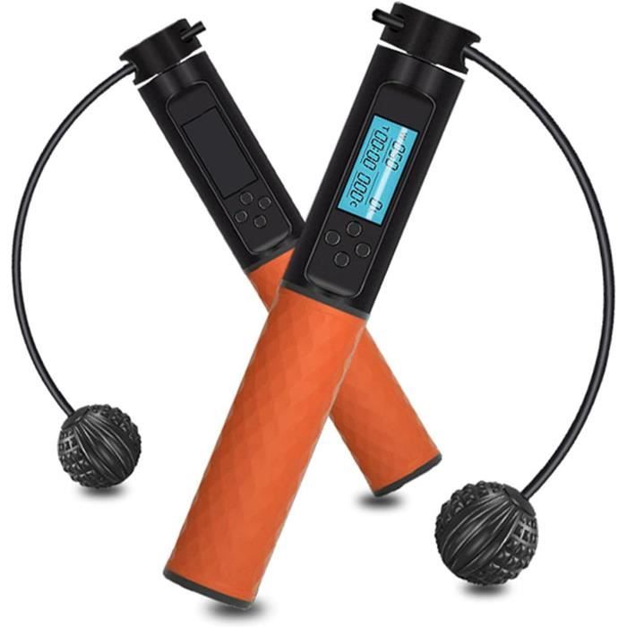 Corde à Sauter Avec Compteur - Compteur Sauts/temps/calories, Longueur Réglable 2,8 M, Roulements à Billes