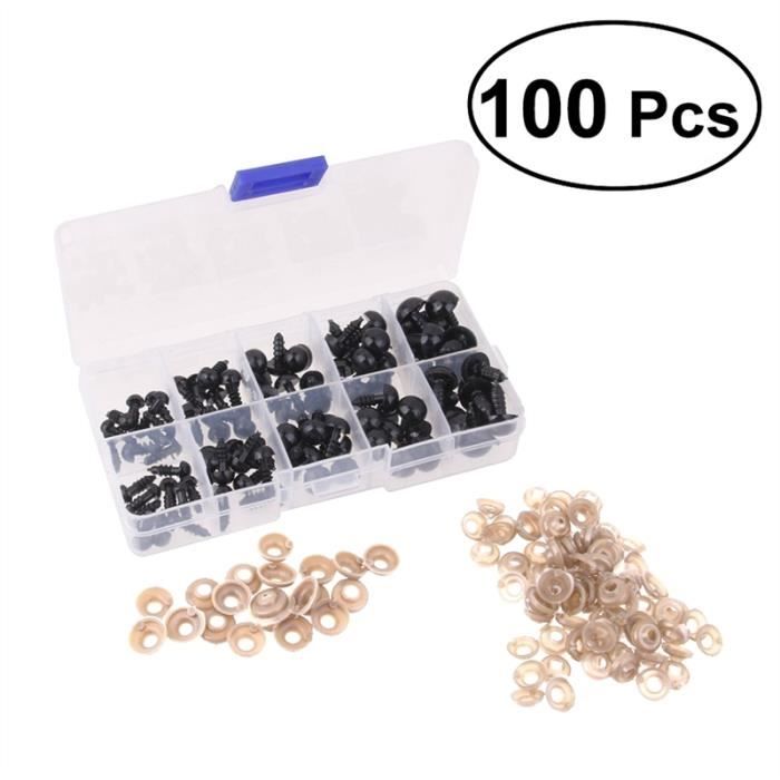 Yeux De Poupée DIY - Lot De 100 Pièces, Taille 6 à 12 Mm, Plastique Et Résine, Pour Amigurumis Et Peluches