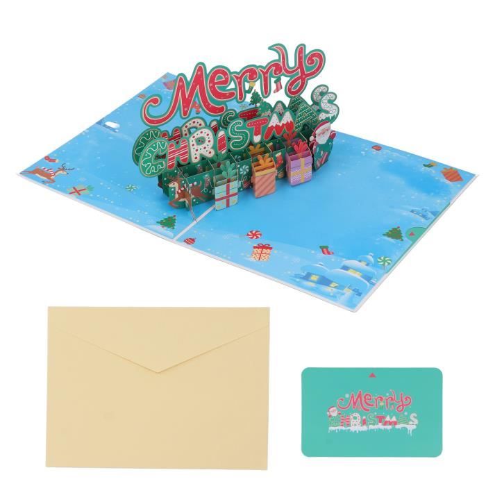 Carte De Noël Pop-up 3D Avec Enveloppe - Carte Festive Du Père Noël, Décoration De Table Ou De Bureau | Cadeau De Fête