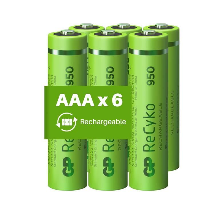 Piles Rechargeables AAA - Lot de 4 Piles, 100% PeakPower, Batteries AAA  LR3 Rechargeables 1.2v Minh 800 mAh, Pré-Chargées