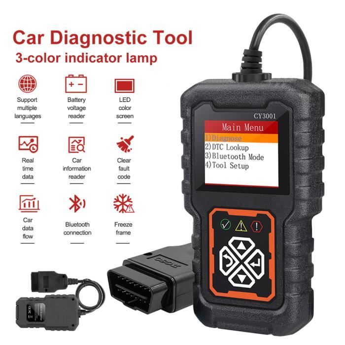 Valise Diagnostic Auto OBD2 Bwaliffury - Lecteur Codes Défaut Moteur, Effacement, Test Batterie, Multimarque Universel