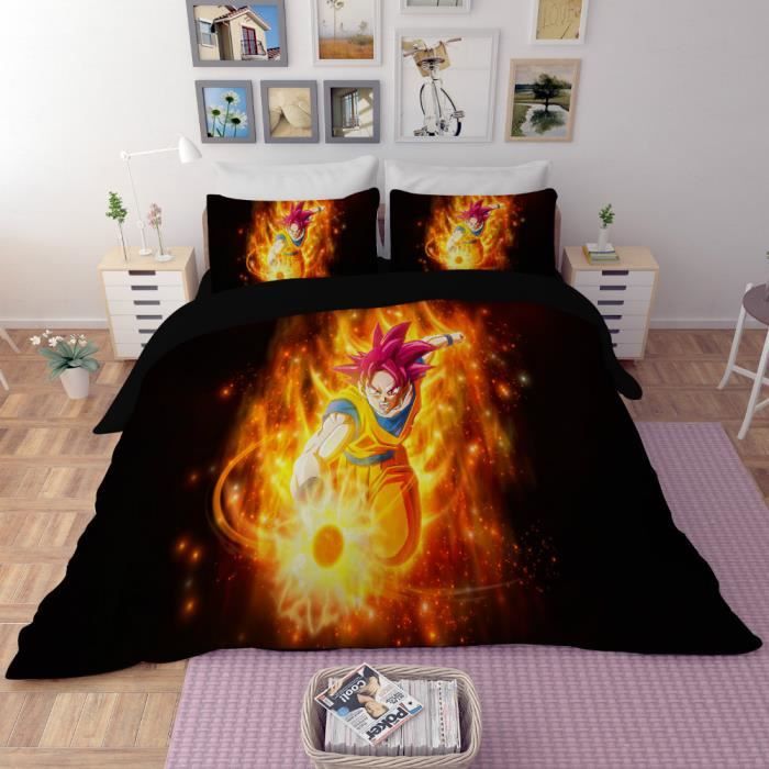 Parure De Lit Dragon Ball Z Imprimé 3D - 3 Pièces En Microfibre Super Douce - Housse De Couette Et Taies D'Oreiller - Taille Single à Super King - 8