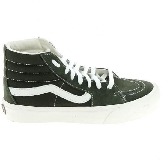 Baskets Mode Sneakers Hommes VANS SK8 Hi Grape Vert Canvas Lacets
