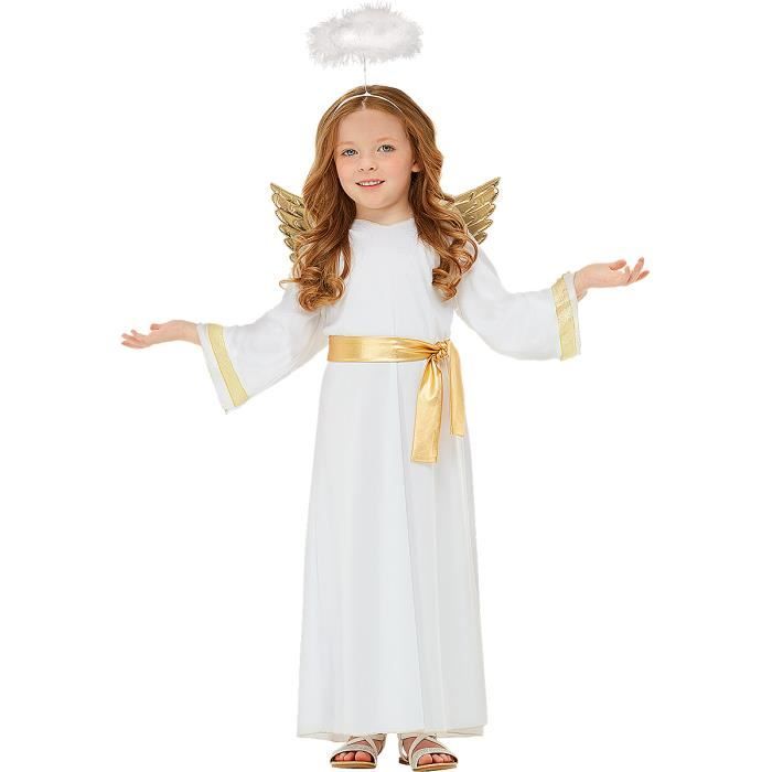Ailes D'Ange LED Blanc Pour Enfant - Costume Fée Avec Halo Et Baguette Magique - 60cm