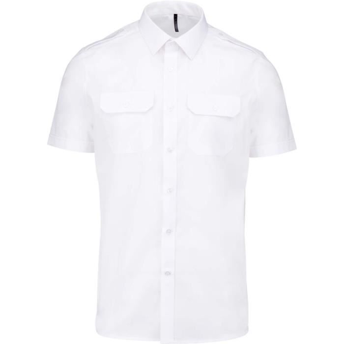 chemise pilote kariban manches courtes - blanc - 4xl
