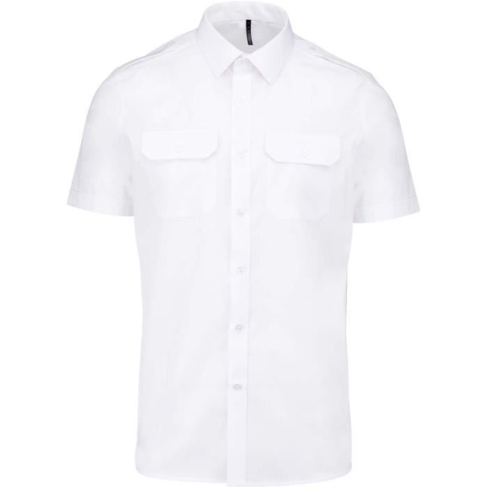 Chemise Pilote Kariban Blanc Manches courtes Homme