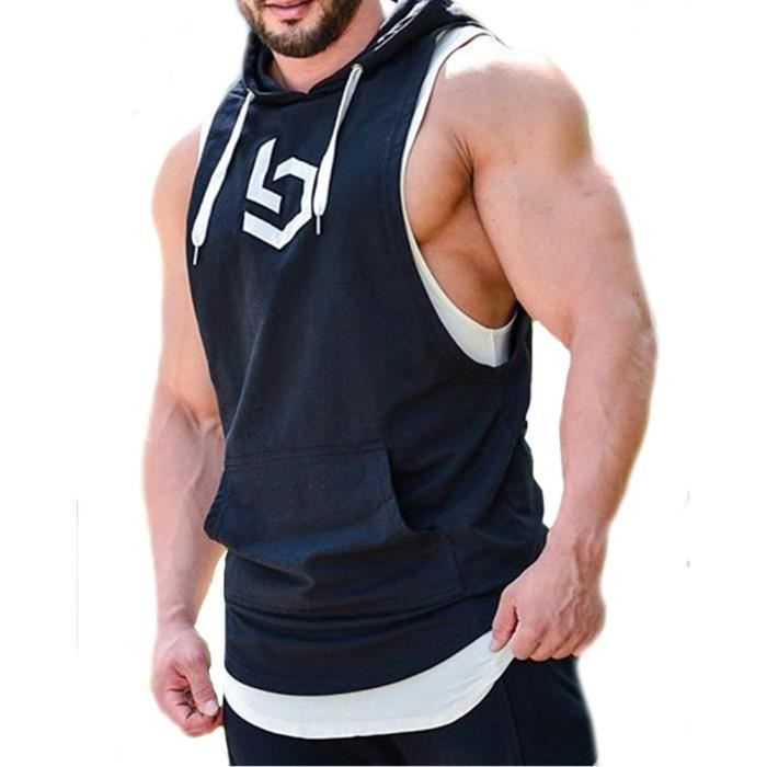 HOTCAT Homme Débardeur de Sport Stringer T-Shirt Musculation Gilet sans Manche Maillot Tank Top Stretch Fitness Gym 