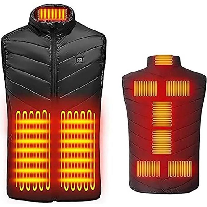 Gilet Chauffant Chauffant /à Chargement USB Veste chauffante Lavable /à temp/érature r/églable pour la randonn/ée en Plein air CLL Gilet Chauffe pour Homme 5XL Rouge