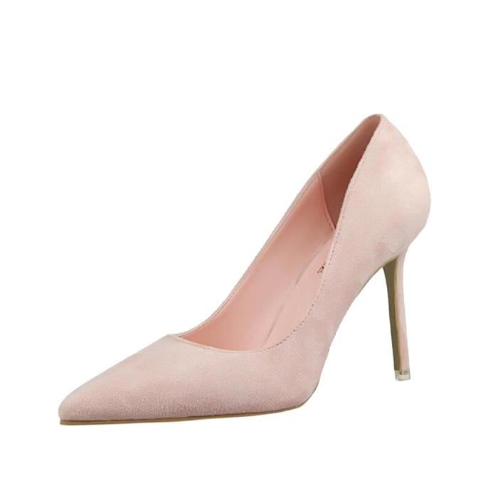 Escarpins Femmes Daim Bout Pointu Ferm Talon Haut Aiguille