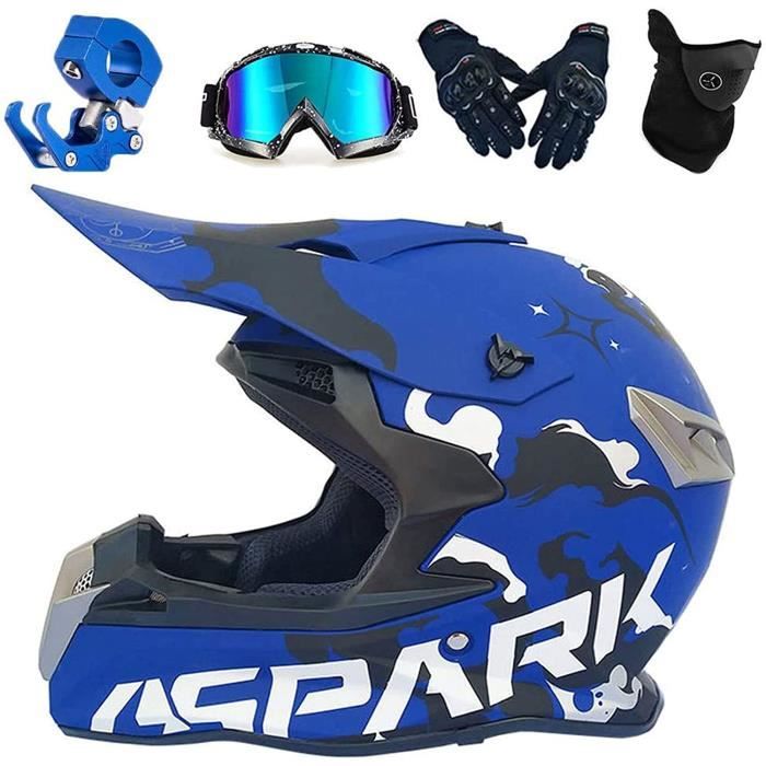 Casque Motocross Intégral VOMI | Certifié DOT | Avec Gants Et Lunettes | Pour VTT, Quad, Moto
