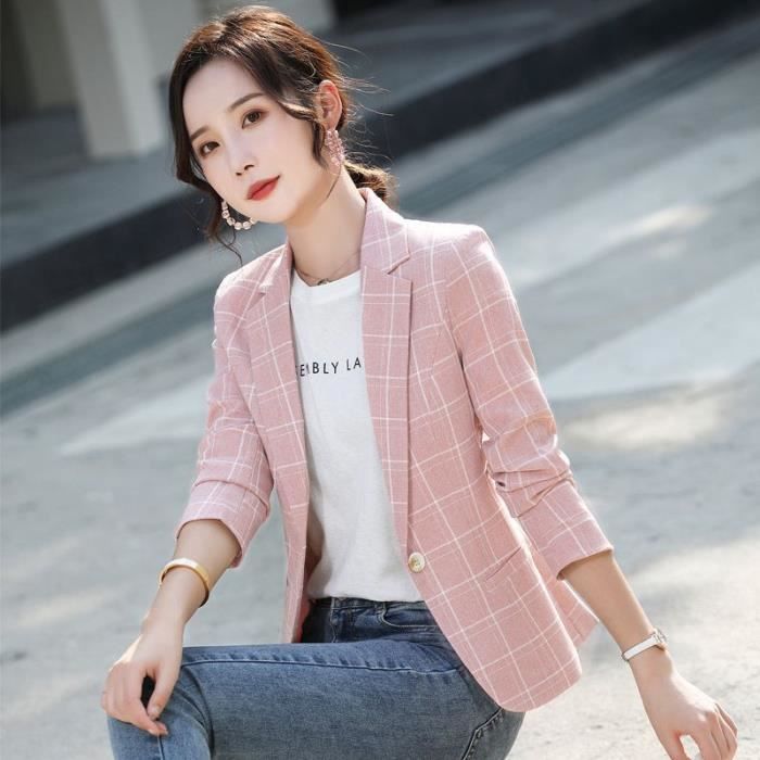 Manteau Blazer grande taille 5XL pour femme veste carreaux avec