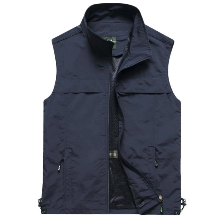 Gilet Sans Manches Homme Multi-Poches - Veste Pêche Photographie Plein Air Respirante