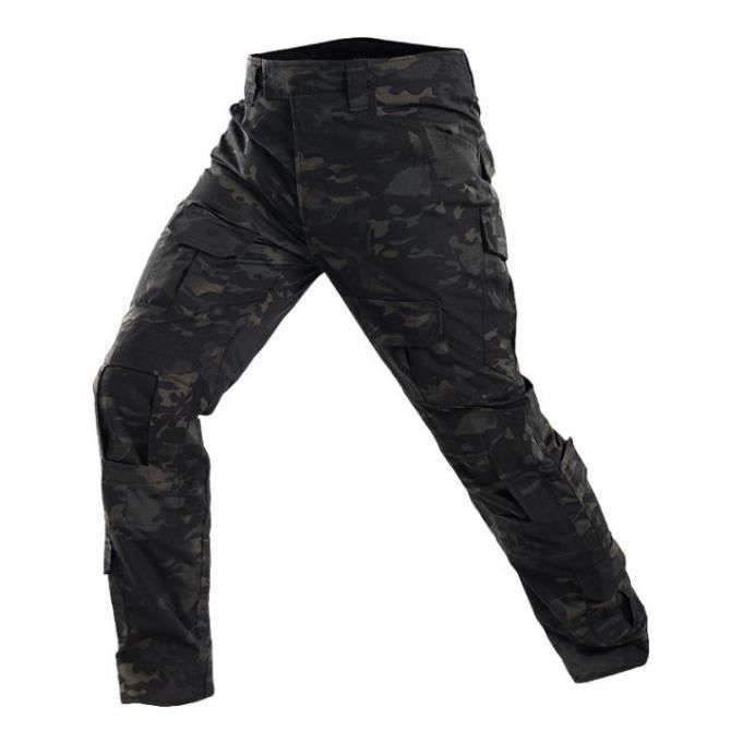 Uugood Pantalon Camouflage Pour Homme – Cargo Tactique Résistant, 10 Poches, Genouillères Intégrées, Airsoft, Rando, Chasse
