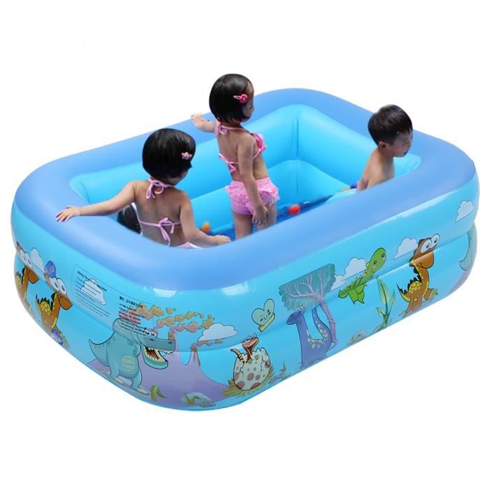 SIXRUN Piscine Rectangulaire Gonflable pour Enfants 120/130 Cm, Pataugeoire en PVC Durable pour bébé à Usage Domestique – Idéale pour bébé Nageant et Jouant (BLUE