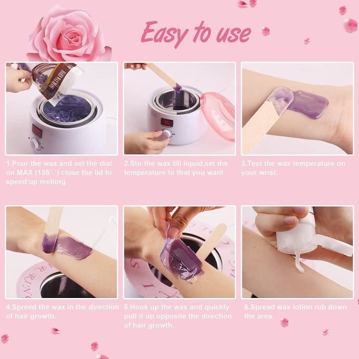 HIP TEC Chauffe cire epilation professionnelle, kit cire epilation avec