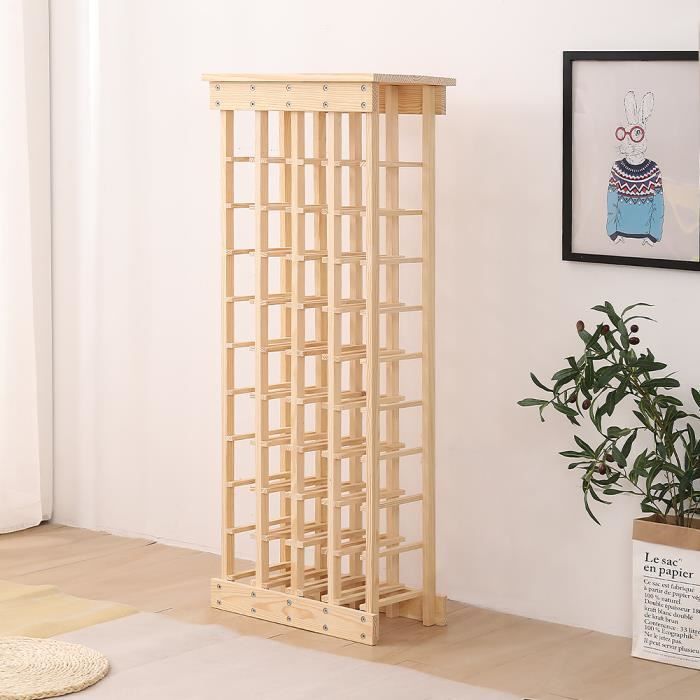 HSTURYZ Étagère à bouteilles en bois - Meuble range bouteille - Casier à vin - Capacité de 44 bouteilles - 46,5 x 27,5 x 113 CM