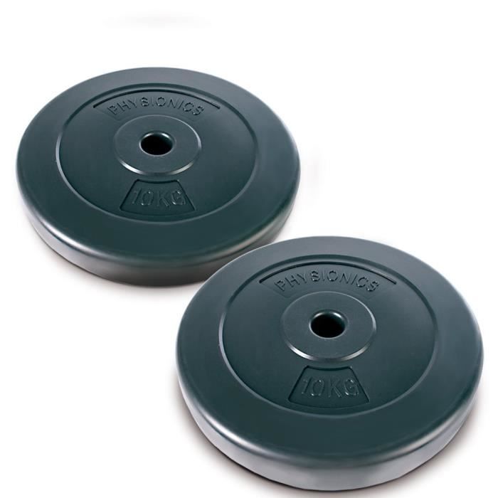 2 x 10 kg Physionics Lot de 2 Poids Disques pour Halt/ères